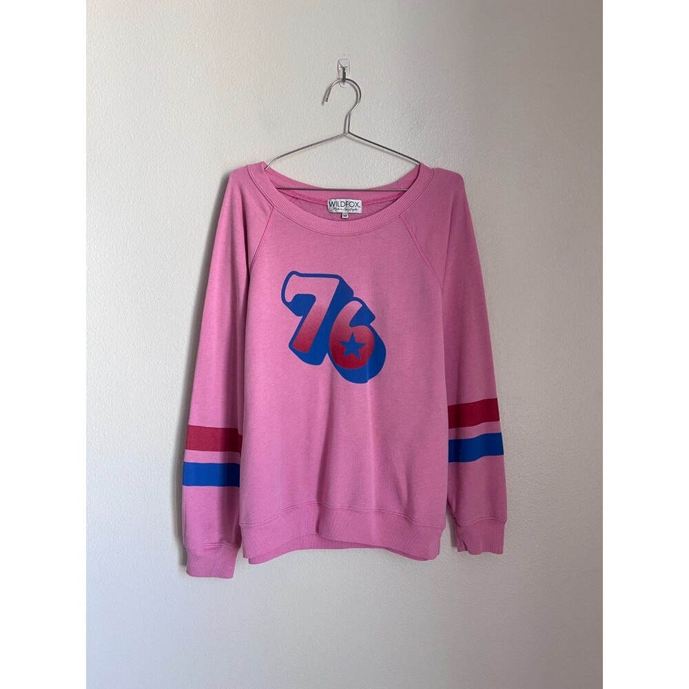 WILDFOX 76 Varsity Sweatshirt in Pink Size MEDIUM